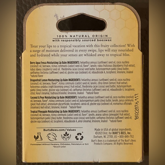 Burt's Bees Lip Balm β Tropical Retreat 4 Pack Set - Picture 10 of 16